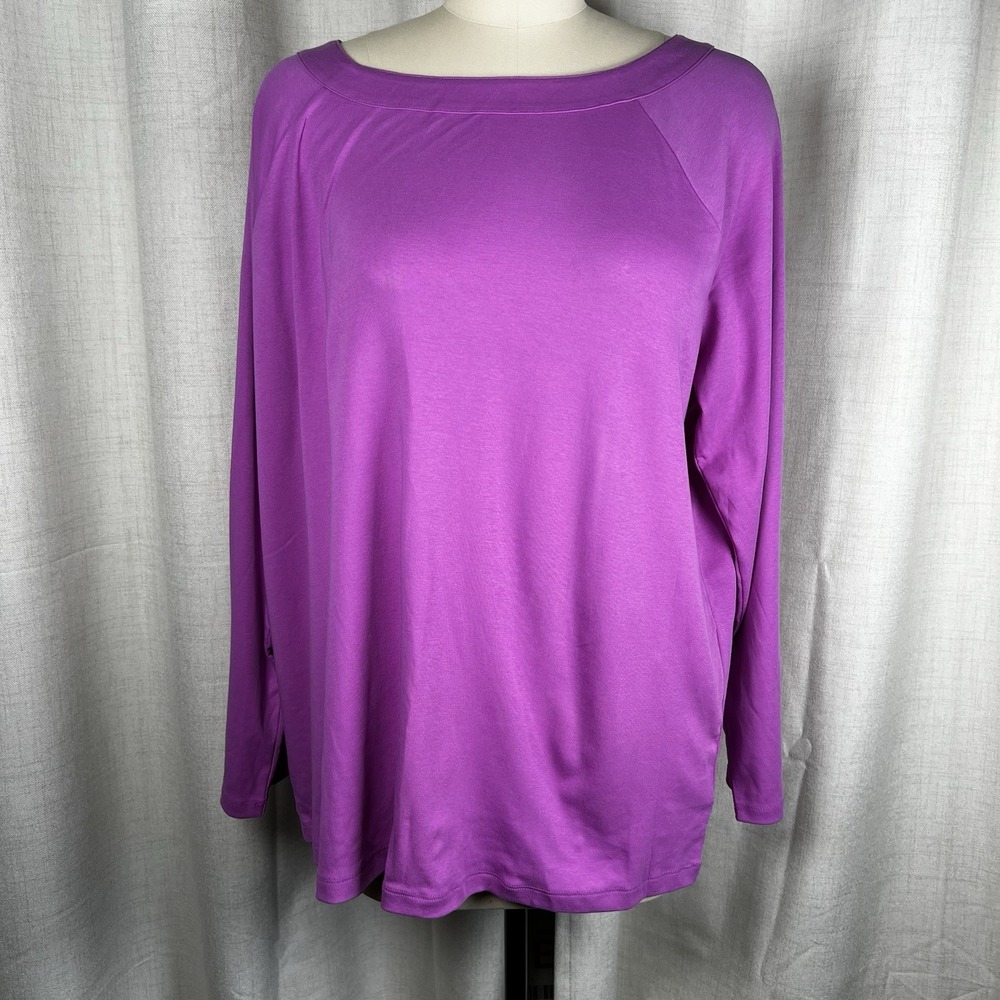 New! Lauren Ralph Lauren Lilac Purple Blouse Top Boat Neck‎ Women's 3X Plus